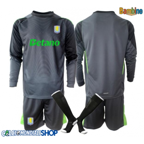 Maglie da calcio Aston Villa Portiere Prima Maglia Bambino 2025-26 Manica Lunga + Pantaloni corti)